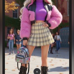 Y2k No bundaries yellow plaid pleated tennis skirt xs collegiate school Bratz
